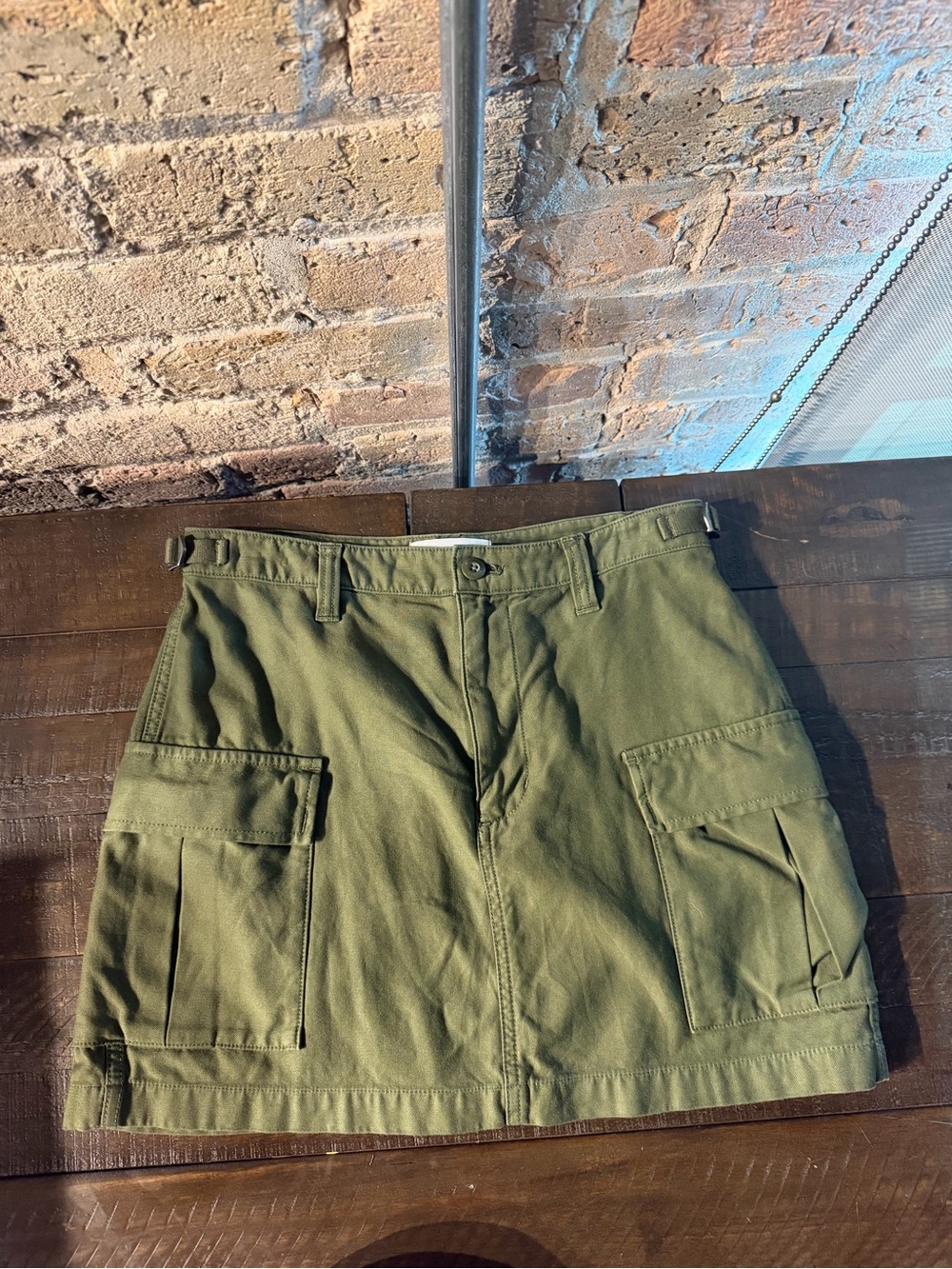 TNA Olive Utility Mini Skirt with Cargo Pockets